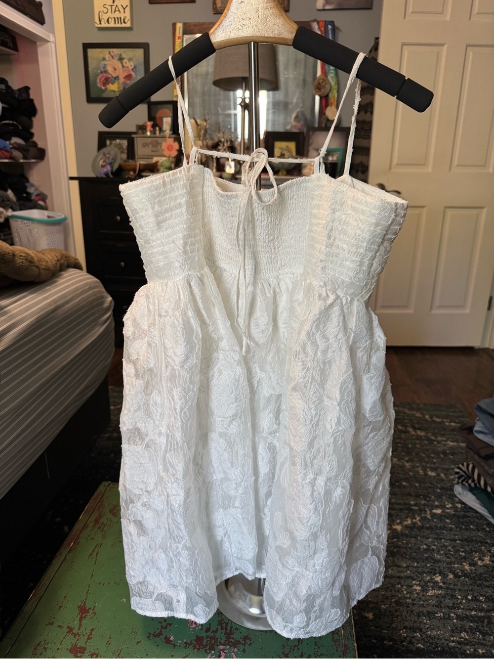 Altar'd State White Lace Smocked Babydoll Dress